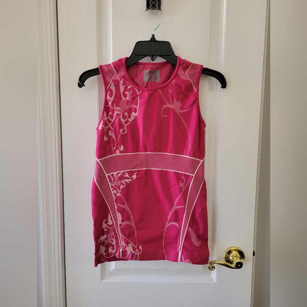​Athleta Seamless Jacquard Floral Tank Top Pink & White Size Small